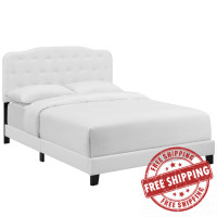 Modway MOD-5838-WHI Amelia Twin Upholstered Fabric Bed