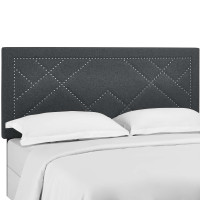 Modway MOD-5844-GRY Reese Nailhead Full / Queen Upholstered Linen Fabric Headboard