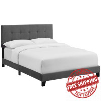 Modway MOD-5851-GRY Amira Twin Performance Velvet Bed