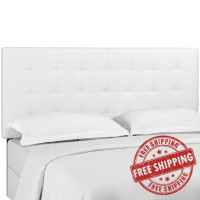 Modway MOD-5854-WHI Paisley Tufted Full / Queen Upholstered Faux Leather Headboard