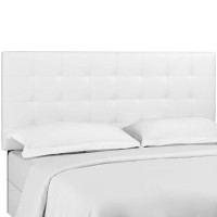 Modway MOD-5857-WHI Paisley Tufted King and California King Upholstered Faux Leather Headboard
