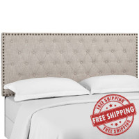 Modway MOD-5858-BEI Helena Tufted Twin Upholstered Linen Fabric Headboard