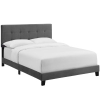 Modway MOD-5859-GRY Amira Full Performance Velvet Bed