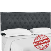 Modway MOD-5861-GRY Helena Tufted King and California King Upholstered Linen Fabric Headboard