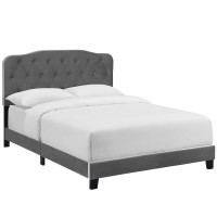 Modway MOD-5864-GRY Amelia Queen Performance Velvet Bed