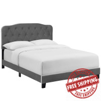 Modway MOD-5864-GRY Amelia Queen Performance Velvet Bed