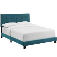 Modway MOD-5867-SEA Amira Queen Performance Velvet Bed