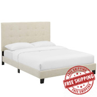 Modway MOD-5877-BEI Melanie Twin Tufted Button Upholstered Fabric Platform Bed