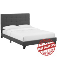Modway MOD-5877-GRY Melanie Twin Tufted Button Upholstered Fabric Platform Bed