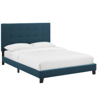 Modway MOD-5879-AZU Melanie Queen Tufted Button Upholstered Fabric Platform Bed