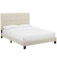 Modway MOD-5879-BEI Melanie Queen Tufted Button Upholstered Fabric Platform Bed