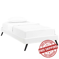 Modway MOD-5886-WHI Loryn Twin Vinyl Bed Frame with Round Splayed Legs