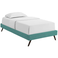 Modway MOD-5887-TEA Teal Loryn Twin Fabric Bed Frame with Round Splayed Legs