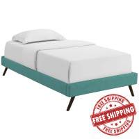 Modway MOD-5887-TEA Teal Loryn Twin Fabric Bed Frame with Round Splayed Legs