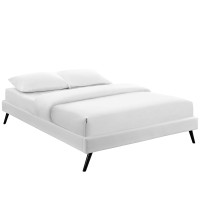 Modway MOD-5888-WHI Loryn Full Vinyl Bed Frame with Round Splayed Legs