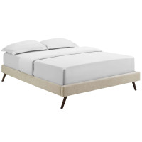 Modway MOD-5889-BEI Loryn Full Fabric Bed Frame with Round Splayed Legs