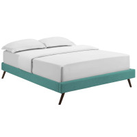 Modway MOD-5889-TEA Teal Loryn Full Fabric Bed Frame with Round Splayed Legs