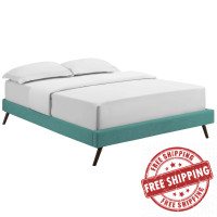 Modway MOD-5889-TEA Teal Loryn Full Fabric Bed Frame with Round Splayed Legs