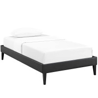 Modway MOD-5894-BLK Tessie Twin Vinyl Bed Frame with Squared Tapered Legs