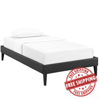 Modway MOD-5894-BLK Tessie Twin Vinyl Bed Frame with Squared Tapered Legs