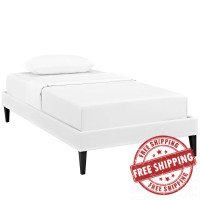Modway MOD-5894-WHI Tessie Twin Vinyl Bed Frame with Squared Tapered Legs