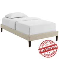 Modway MOD-5895-BEI Tessie Twin Fabric Bed Frame with Squared Tapered Legs