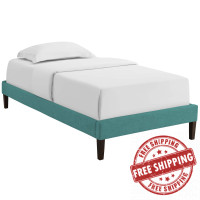 Modway MOD-5895-TEA Tessie Twin Fabric Bed Frame with Squared Tapered Legs