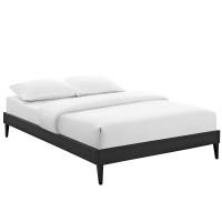 Modway MOD-5896-BLK Tessie Full Vinyl Bed Frame with Squared Tapered Legs