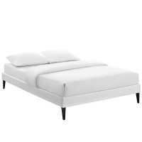 Modway MOD-5896-WHI Tessie Full Vinyl Bed Frame with Squared Tapered Legs