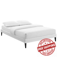 Modway MOD-5896-WHI Tessie Full Vinyl Bed Frame with Squared Tapered Legs