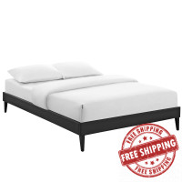 Modway MOD-5898-BLK Tessie Queen Vinyl Bed Frame with Squared Tapered Legs