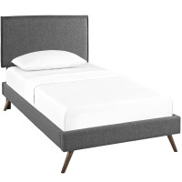 Modway MOD-5902-GRY Amaris Twin Fabric Platform Bed with Round Splayed Legs
