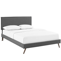 Modway MOD-5904-GRY Amaris Queen Fabric Platform Bed with Round Splayed Legs