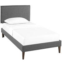 Modway MOD-5906-GRY Amaris Twin Fabric Platform Bed with Squared Tapered Legs