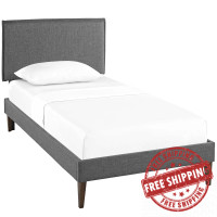 Modway MOD-5906-GRY Amaris Twin Fabric Platform Bed with Squared Tapered Legs