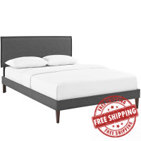 Modway MOD-5907-GRY Amaris Full Fabric Platform Bed with Squared Tapered Legs