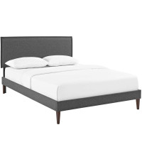 Modway MOD-5908-GRY Amaris Queen Fabric Platform Bed with Squared Tapered Legs