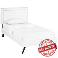 Modway MOD-5910-WHI Virginia Twin Vinyl Platform Bed with Round Splayed Legs