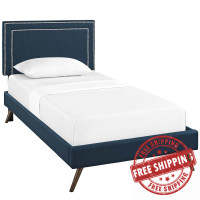 Modway MOD-5911-AZU Virginia Twin Fabric Platform Bed with Round Splayed Legs