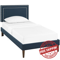 Modway MOD-5919-AZU Virginia Twin Fabric Platform Bed with Squared Tapered Legs