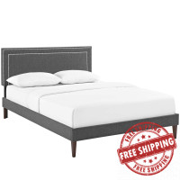Modway MOD-5921-GRY Virginia Full Fabric Platform Bed with Squared Tapered Legs