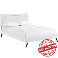 Modway MOD-5928-WHI Ruthie Full Vinyl Platform Bed with Round Splayed Legs