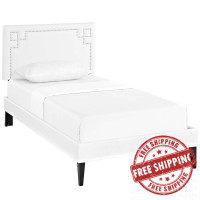 Modway MOD-5934-WHI Ruthie Twin Vinyl Platform Bed with Squared Tapered Legs