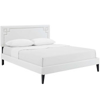 Modway MOD-5938-WHI Ruthie Queen Vinyl Platform Bed with Squared Tapered Legs