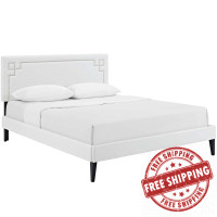 Modway MOD-5938-WHI Ruthie Queen Vinyl Platform Bed with Squared Tapered Legs