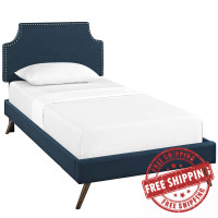 Modway MOD-5943-AZU Corene Twin Fabric Platform Bed with Round Splayed Legs