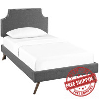 Modway MOD-5943-GRY Corene Twin Fabric Platform Bed with Round Splayed Legs