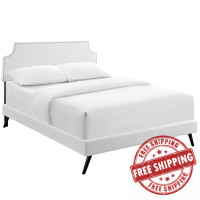 Modway MOD-5944-WHI Corene Full Vinyl Platform Bed with Round Splayed Legs