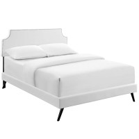 Modway MOD-5946-WHI Corene Queen Vinyl Platform Bed with Round Splayed Legs