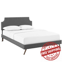 Modway MOD-5947-GRY Corene Queen Fabric Platform Bed with Round Splayed Legs